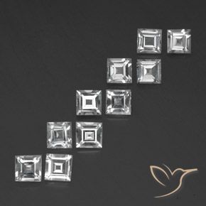 7.35 ctw White Topaz Stones, Natural Topaz in Square Facet Shape for Sale