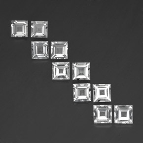 7.35 ct White Topaz Gemstone, Topaz Gem in Square Facet Shape for Sale.
