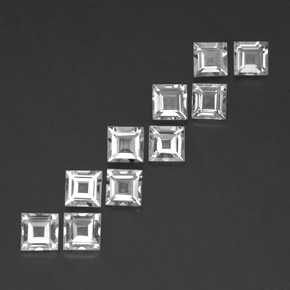 7.35 ct White Topaz Stone, Natural Topaz in Square Facet Shape for Sale