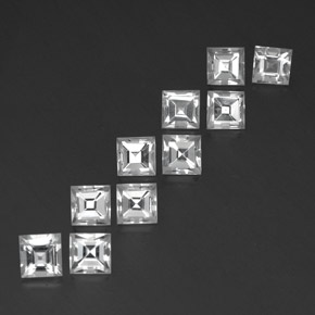 8.32 ctw White Topaz Stones, Natural Topaz in Square Facet Shape for Sale