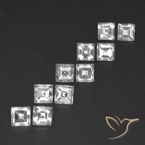 8.32 ctw White Topaz Stones, Natural Topaz in Square Facet Shape for Sale