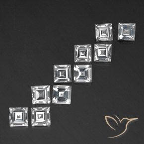 7.68 ctw White Topaz Stones, Natural Topaz in Square Facet Shape for Sale