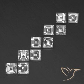 8.26 ctw White Topaz Stones, Natural Topaz in Square Facet Shape for Sale
