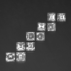 7.77 ctw White Topaz Stones, Natural Topaz in Square Facet Shape for Sale