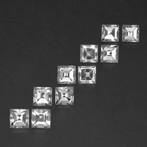 8.36 ctw White Topaz Stones, Natural Topaz in Square Facet Shape for Sale