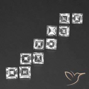7.98 ctw White Topaz Stones, Natural Topaz in Square Facet Shape for Sale