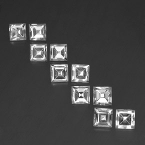 7.92 ct White Topaz Gemstone, Topaz Gem in Square Facet Shape for Sale.