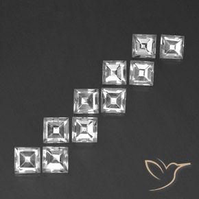 8.28 ctw White Topaz Stones, Natural Topaz in Square Facet Shape for Sale
