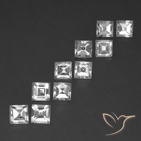 8.31 ctw White Topaz Stones, Natural Topaz in Square Facet Shape for Sale