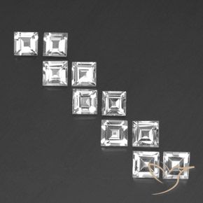 7.45ctw Natural White Topaz, Square, VVS-VS
