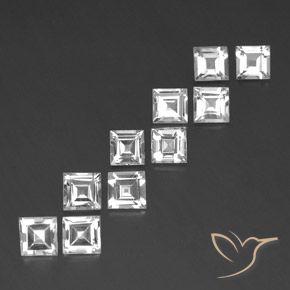 7.45 ctw White Topaz Stones, Natural Topaz in Square Facet Shape for Sale