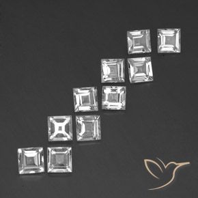7.40 ctw White Topaz Stones, Natural Topaz in Square Facet Shape for Sale