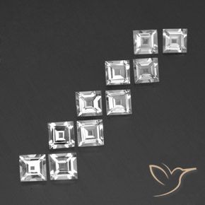 7.15 ctw White Topaz Stones, Natural Topaz in Square Facet Shape for Sale