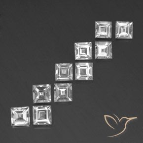 7.28 ctw White Topaz Stones, Natural Topaz in Square Facet Shape for Sale
