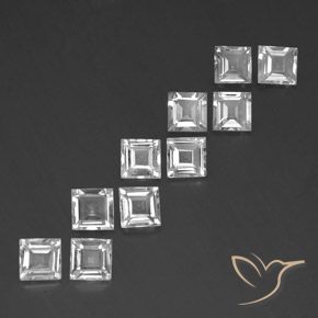 7.55 ctw White Topaz Stones, Natural Topaz in Square Facet Shape for Sale