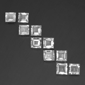 7.41 ctw White Topaz Gemstones, Topaz Gems in Square Facet Shape for Sale.