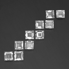 7.41 ctw White Topaz Stones, Natural Topaz in Square Facet Shape for Sale