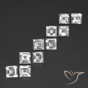7.63 ctw White Topaz Stones, Natural Topaz in Square Facet Shape for Sale