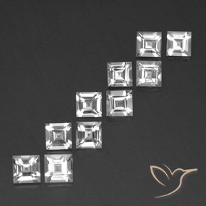 7.73 ctw White Topaz Stones, Natural Topaz in Square Facet Shape for Sale