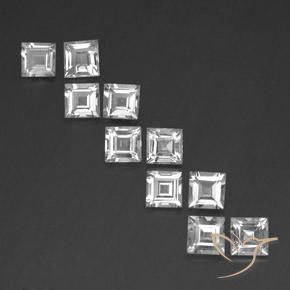 7.74ctw Natural White Topaz, Square, VVS-VS