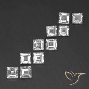 7.74 ctw White Topaz Stones, Natural Topaz in Square Facet Shape for Sale