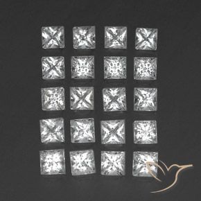 4.97 ctw White Topaz Stones, Natural Topaz in Princess-Cut Shape for Sale