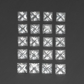 4.91 ctw White Topaz Stones, Natural Topaz in Princess-Cut Shape for Sale