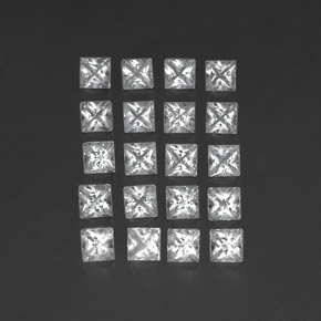 5.02 ctw White Topaz Gemstones, Topaz Gems in Princess-Cut Shape for Sale.