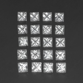 5.02 ctw White Topaz Stones, Natural Topaz in Princess-Cut Shape for Sale