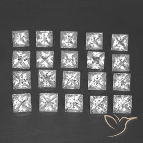 5.20 ctw White Topaz Stones, Natural Topaz in Princess-Cut Shape for Sale