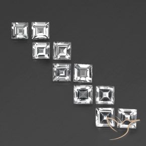 7.62ctw Natural Clear White Topaz, Square, VVS-VS