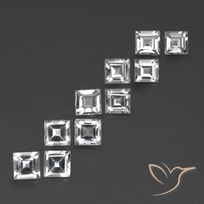 7.62 ctw White Topaz Stones, Natural Topaz in Square Facet Shape for Sale