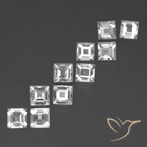 8.46 ctw White Topaz Stones, Natural Topaz in Square Facet Shape for Sale