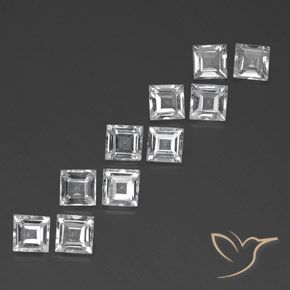 7.59 ctw White Topaz Stones, Natural Topaz in Square Facet Shape for Sale