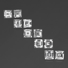 8.04 ct White Topaz Gemstone, Topaz Gem in Square Facet Shape for Sale.