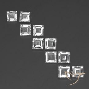 7.45ctw Natural Clear White Topaz, Square, VVS-VS