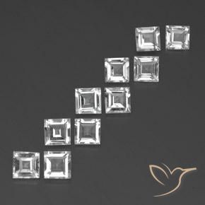 7.45 ctw White Topaz Stones, Natural Topaz in Square Facet Shape for Sale