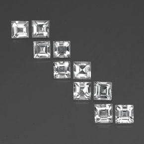 7.92 ctw White Topaz Gemstones, Topaz Gems in Square Facet Shape for Sale.