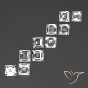 8.49 ctw White Topaz Stones, Natural Topaz in Square Facet Shape for Sale