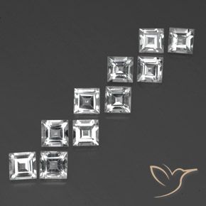 8.05 ctw White Topaz Stones, Natural Topaz in Square Facet Shape for Sale