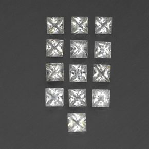 3.14 ct White Topaz Stone, Natural Topaz in Princess-Cut Shape for Sale
