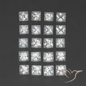 4.81 ctw White Topaz Stones, Natural Topaz in Princess-Cut Shape for Sale