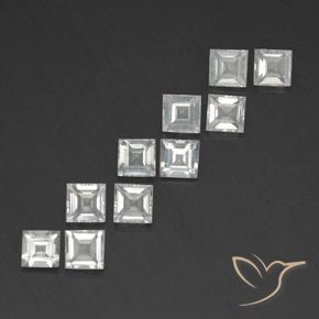 4.58 ctw White Topaz Stones, Natural Topaz in Square Facet Shape for Sale
