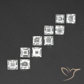 4.37 ctw White Topaz Stones, Natural Topaz in Square Facet Shape for Sale