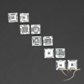 3.74 ct White Topaz, 4.1 x 4.1 mm Square Cut From Brazil, Photo A