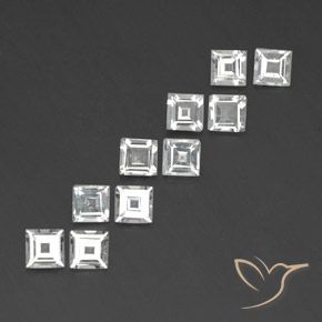 3.74 ctw White Topaz Stones, Natural Topaz in Square Facet Shape for Sale