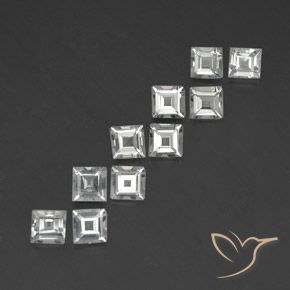 3.88 ctw White Topaz Stones, Natural Topaz in Square Facet Shape for Sale