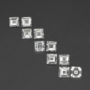 Lotto di 10 pezzi topazio bianco taglio quadrato dal Brasile - dimensioni 4 x 4mm, peso totale 3,86 ct / media. 0,39 ct ciascuno, colore: Bianco caldo, durezza Mohs 8 adatto per gioielli da indossare ogni giorno, Venerdì Gemma Friday, Photo A