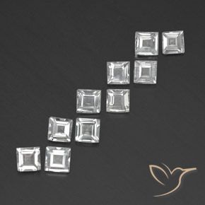 3.84 ctw White Topaz Stones, Natural Topaz in Square Facet Shape for Sale