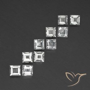4.17 ctw White Topaz Stones, Natural Topaz in Square Facet Shape for Sale